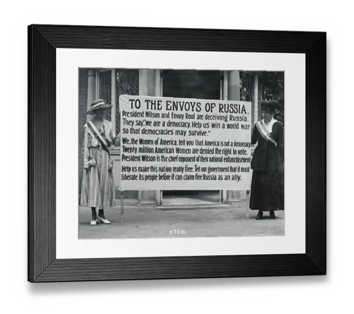 Framed Print : Suffragettes Posing with Banner