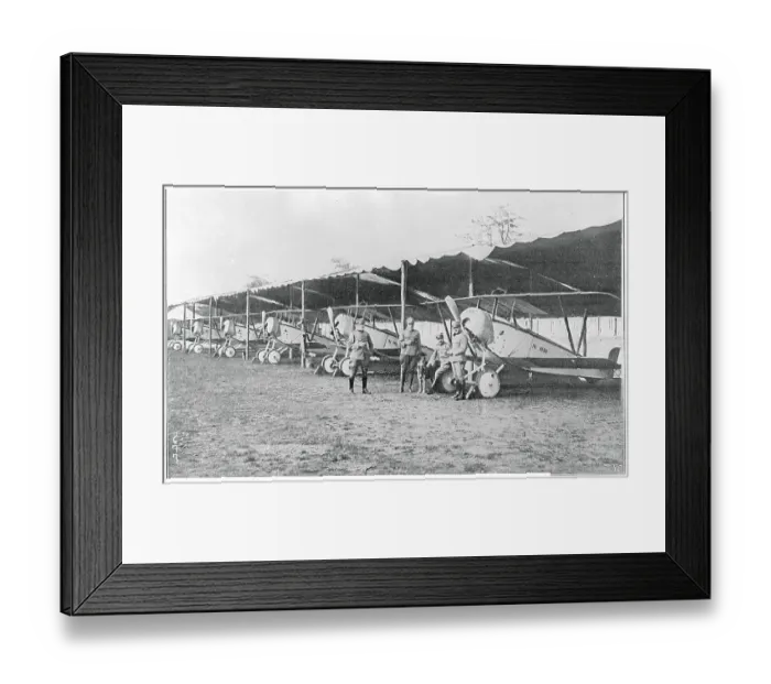 Framed Print : Aviators on Airfield with Airplanes Framed Print : Aviators on Airfield with Airplanes