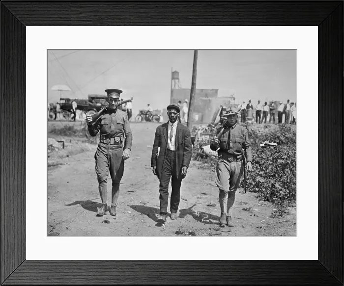 Framed Print : National Guardsmen Escorting Man Framed Print : National Guardsmen Escorting Man