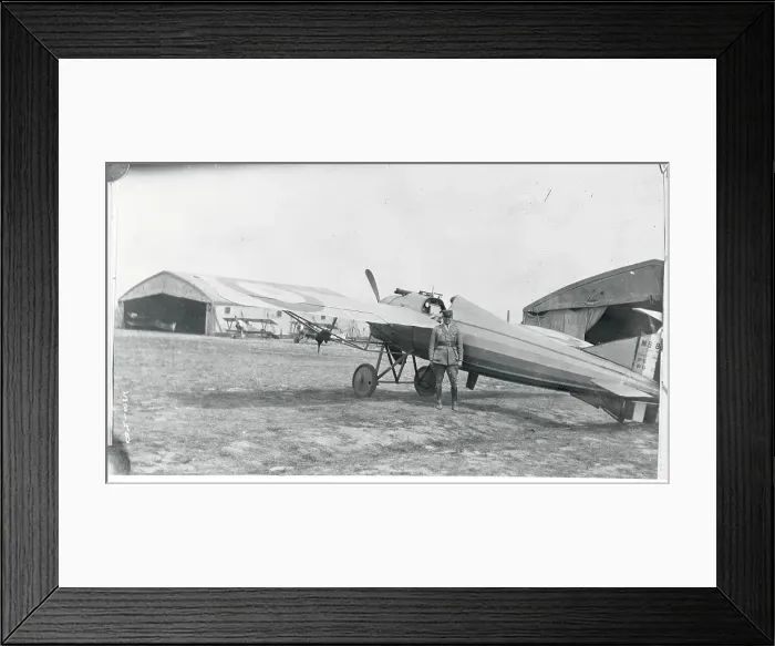 Framed Print : Edward F. Hinkle Standing by Plane Framed Print : Edward F. Hinkle Standing by Plane