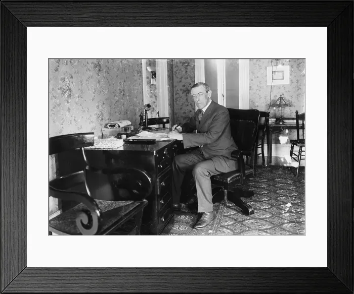 Framed Print : Woodrow Wilson Seated at Desk Framed Print : Woodrow Wilson Seated at Desk