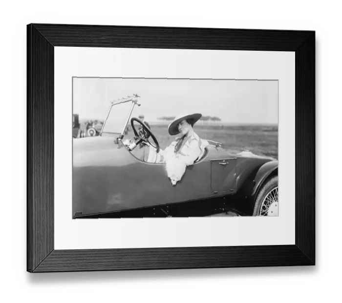 Framed Print : Ruth McDonald in Driver's Seat with Fur