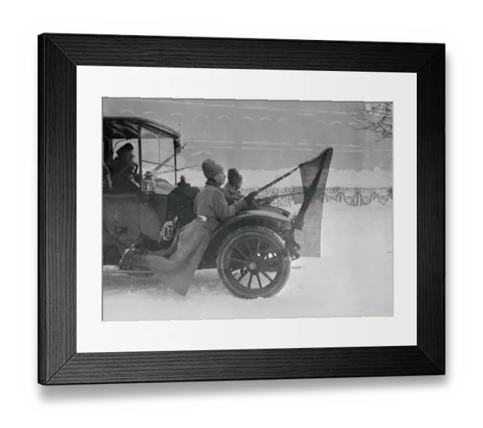Framed Print : Soldiers Riding on Car with Red Flags on Bayonets Framed Print : Soldiers Riding on Car with Red Flags on Bayonets