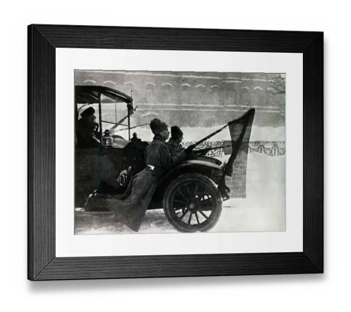 Framed Print : Russian Imperial Soldiers Riding on Car