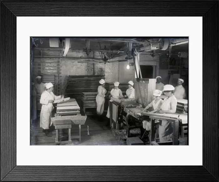 Framed Print : Women Making Macaroni In Factory Framed Print : Women Making Macaroni In Factory
