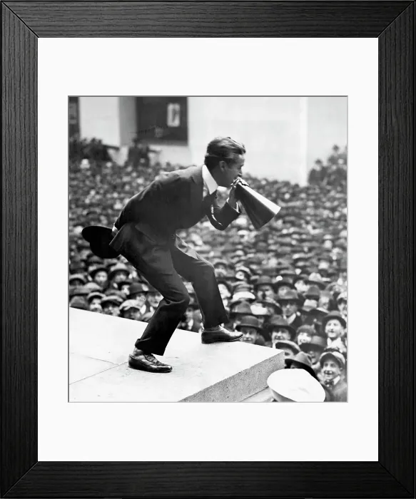 Framed Print : Charlie Chaplin Speaking at War Rally Framed Print : Charlie Chaplin Speaking at War Rally