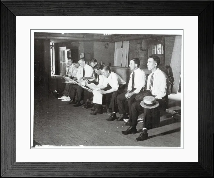 Framed Print : Army Recruits Waiting to Be Called Framed Print : Army Recruits Waiting to Be Called