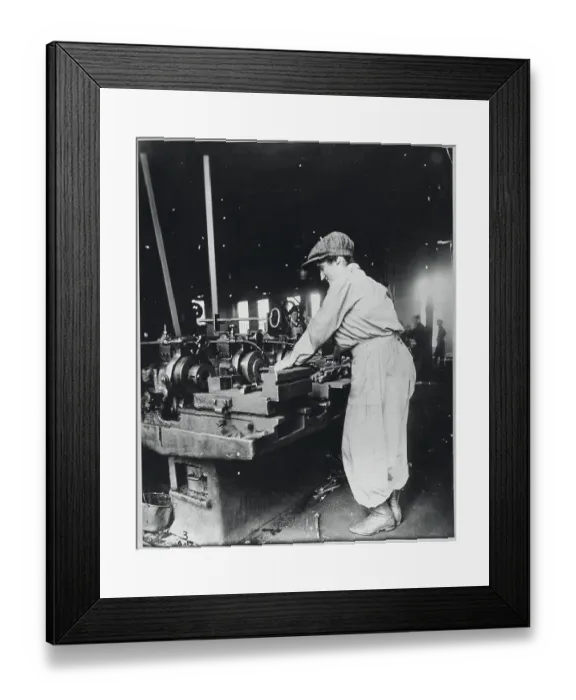 Framed Print : Woman Working at Metal Machine Framed Print : Woman Working at Metal Machine