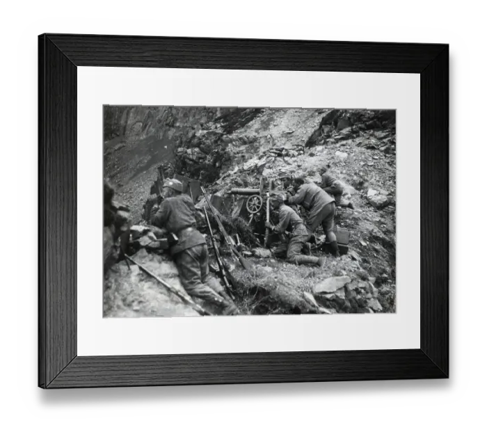 Framed Print : Austrian Machine Gunners In Ditch