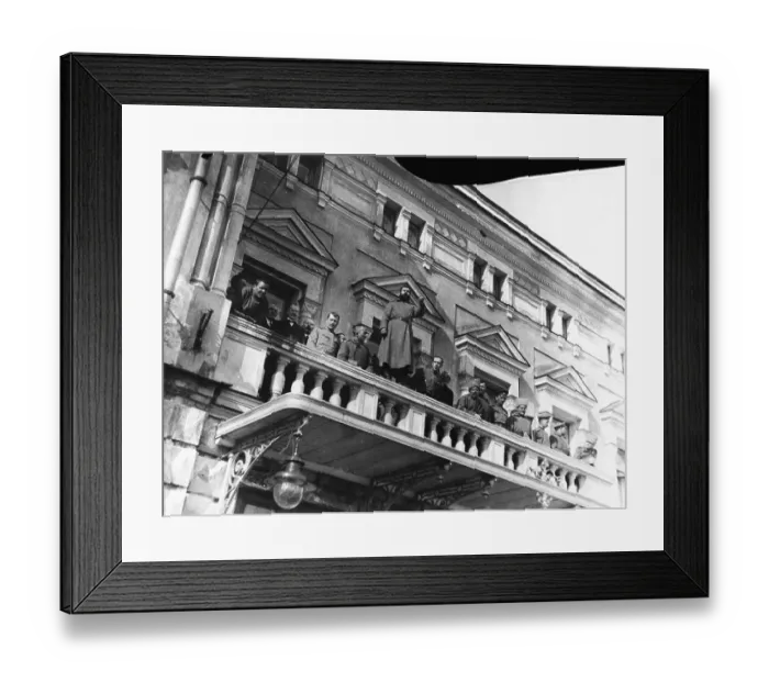 Framed Print : Russian Revolutionists Stand on Balcony Framed Print : Russian Revolutionists Stand on Balcony