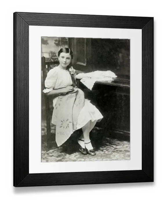 Framed Print : Girl Sewing