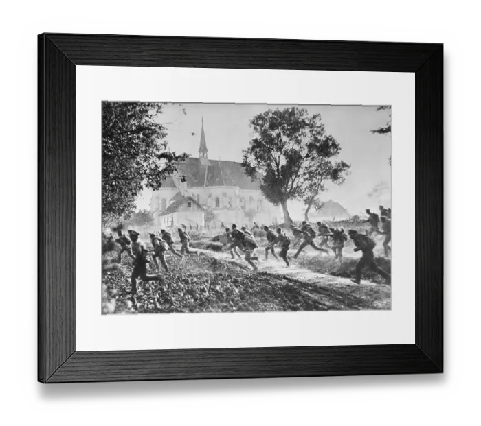 Framed Print : Russian Soldiers Running During Battle Framed Print : Russian Soldiers Running During Battle