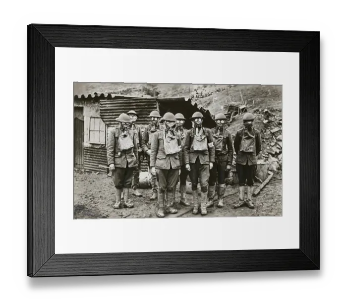 Framed Print : American Troops Wearing Gas Masks Framed Print : American Troops Wearing Gas Masks