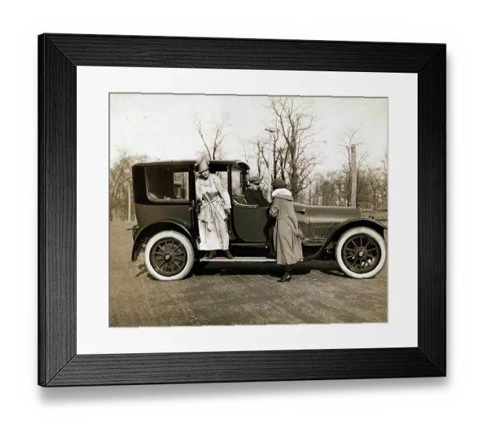 Framed Print : Woman Leaving Hired Cadillac Framed Print : Woman Leaving Hired Cadillac