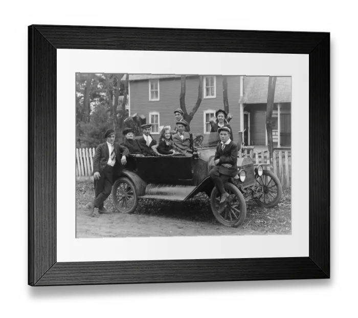 Framed Print : Family Sitting in Their New Car Framed Print : Family Sitting in Their New Car
