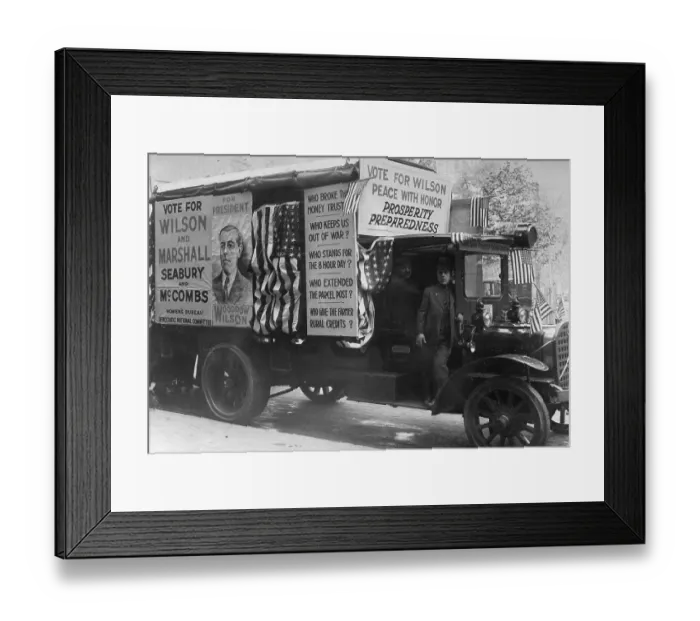 Framed Print : Woodrow Wilson Campaign Van Framed Print : Woodrow Wilson Campaign Van