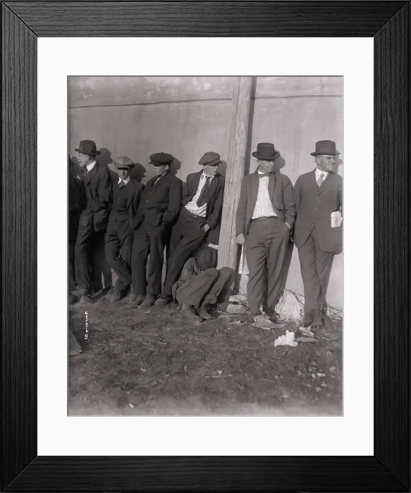 Framed Print : Baseball Fans Standing in Line Framed Print : Baseball Fans Standing in Line