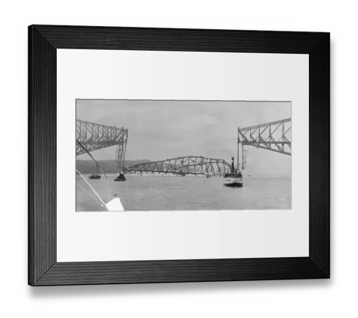 Framed Print : Boats on St. Lawrence at Bridge Site Framed Print : Boats on St. Lawrence at Bridge Site