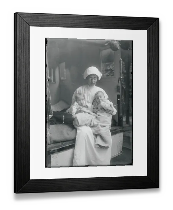 Framed Print : Board of Health Nurse Holding Babies Framed Print : Board of Health Nurse Holding Babies