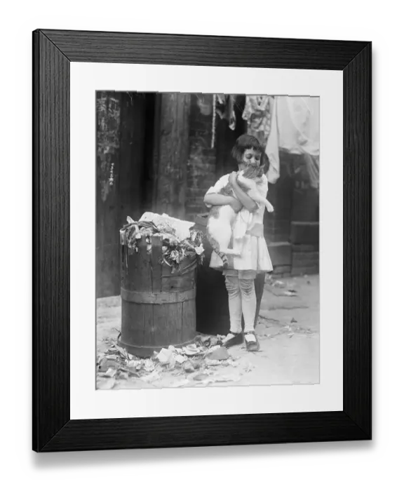 Framed Print : Girl Hugging Stray Cat Framed Print : Girl Hugging Stray Cat