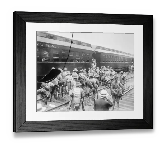 Framed Print : Soldiers Boarding Train Framed Print : Soldiers Boarding Train