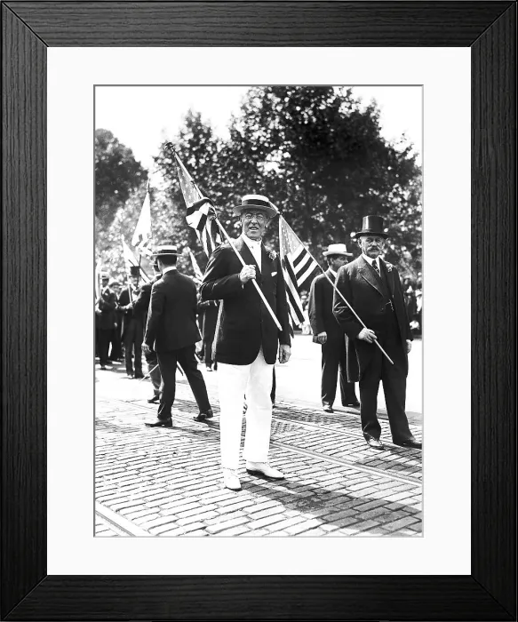Framed Print : Woodrow Wilson Carries Flag in Parade Framed Print : Woodrow Wilson Carries Flag in Parade