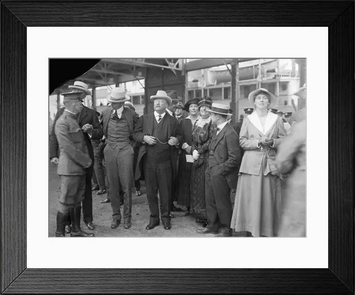 Framed Print : Teddy Roosevelt Waiting On Pier W / Family Framed Print : Teddy Roosevelt Waiting On Pier W / Family
