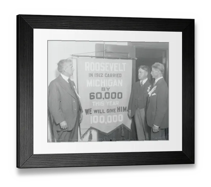 Framed Print : Roosevelt Supporters Reading Banner Framed Print : Roosevelt Supporters Reading Banner