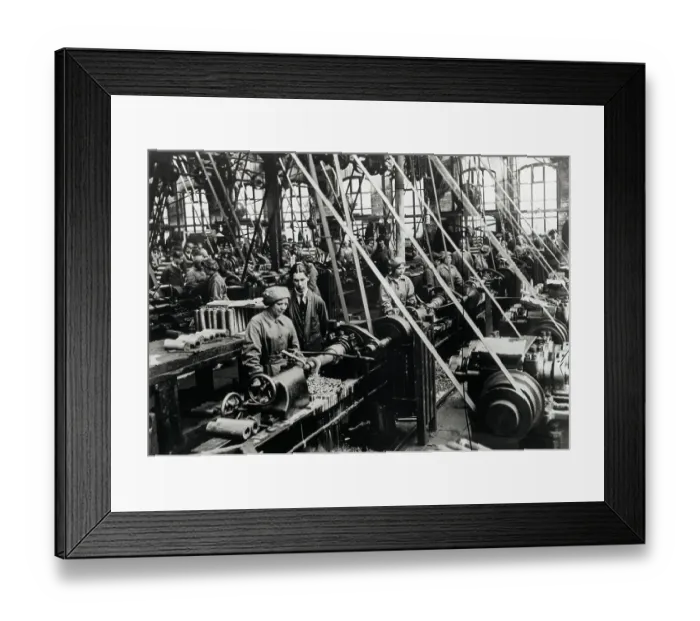 Framed Print : View of Factory Workers Producing Munitions Framed Print : View of Factory Workers Producing Munitions