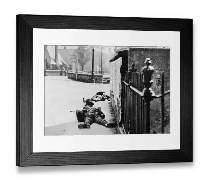 Framed Print : Soldier Crawling Over Bridge, With Gun Framed Print : Soldier Crawling Over Bridge, With Gun