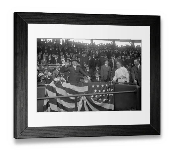 Framed Print : Woodrow Wilson Throwing First Ball of Season Framed Print : Woodrow Wilson Throwing First Ball of Season