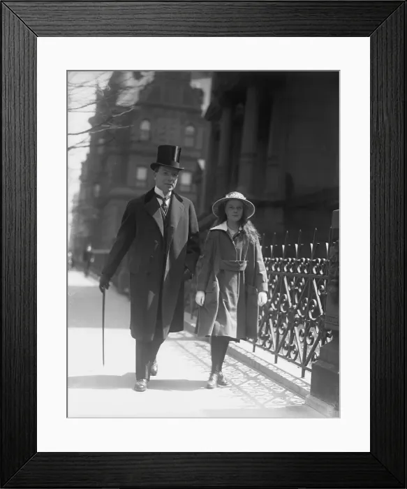 Framed Print : Abby Rockefeller Strolling Down a Street with Her Father Framed Print : Abby Rockefeller Strolling Down a Street with Her Father