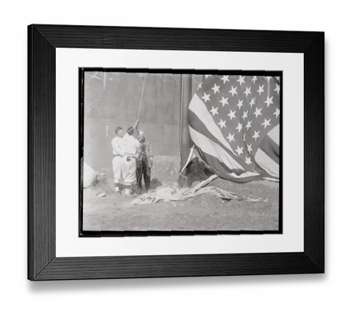 Framed Print : Casey Stengel and Jake Daubert Raising the Flag Framed Print : Casey Stengel and Jake Daubert Raising the Flag