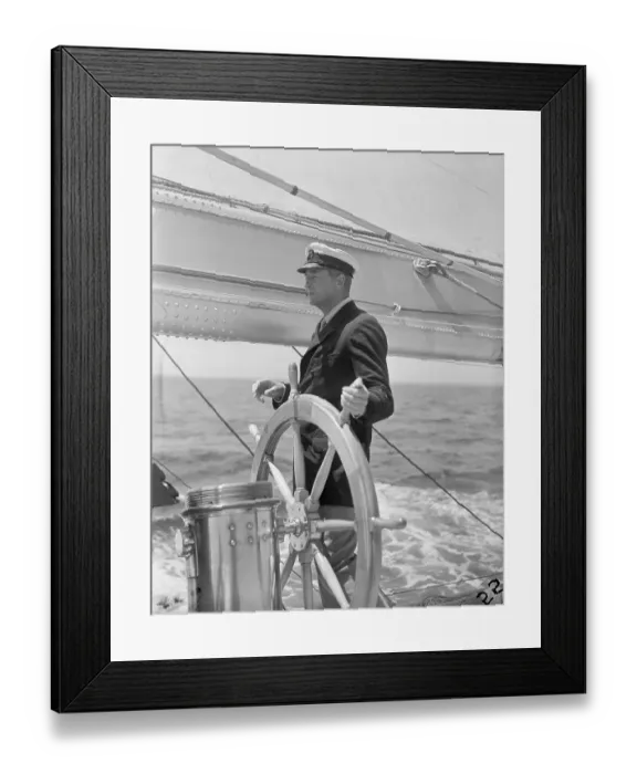 Framed Print : Harold S. Vanderbilt at Yacht Wheel Framed Print : Harold S. Vanderbilt at Yacht Wheel
