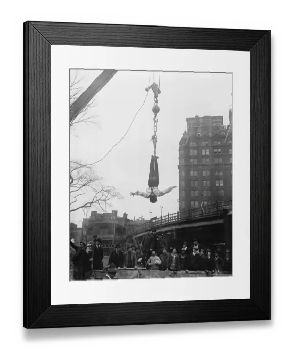 Framed Print : Harry Houdini Hanging Upside Down Framed Print : Harry Houdini Hanging Upside Down