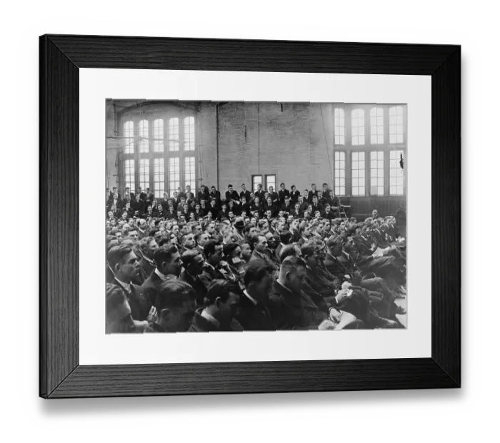 Framed Print : College Students Audience for Major General Wood Lecture