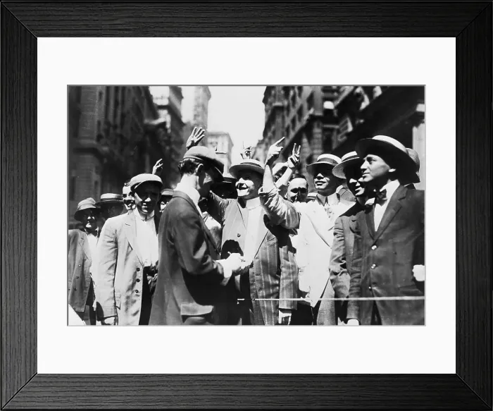 Framed Print : Stock Exchange; Curb Signals To Office Framed Print : Stock Exchange; Curb Signals To Office