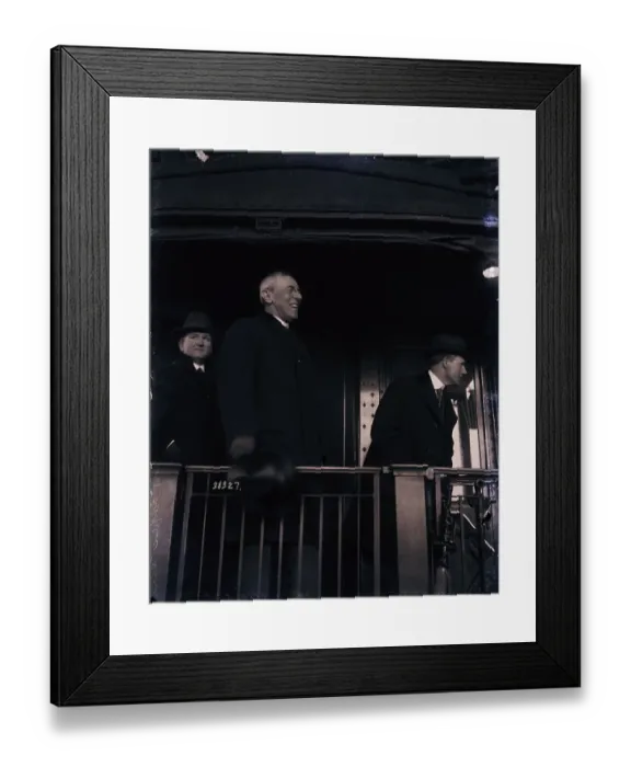 Framed Print : Woodrow Wilson Speaks from Train Car Framed Print : Woodrow Wilson Speaks from Train Car