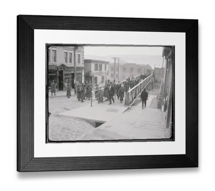 Framed Print : Crowds Coming from Work Under Guard Framed Print : Crowds Coming from Work Under Guard