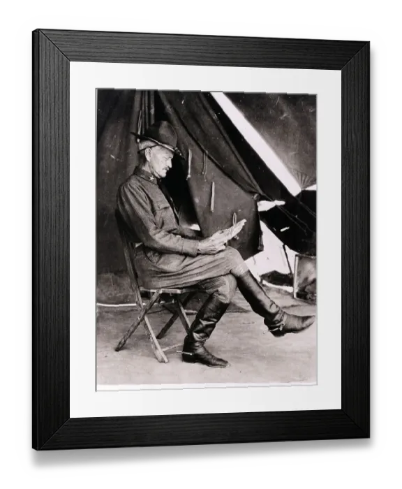 Framed Print : John Pershing Reading Newspaper Framed Print : John Pershing Reading Newspaper