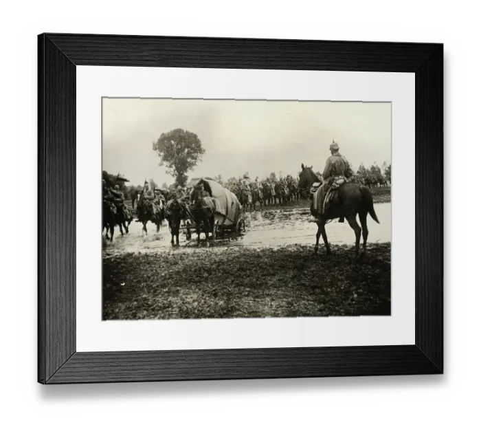 Framed Print : Soldiers with Wagon Trudging Through Water Framed Print : Soldiers with Wagon Trudging Through Water