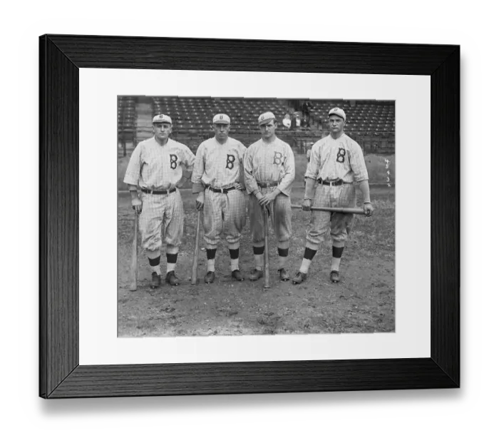 Framed Print : Robins Outfielders Standing Together on Baseball Field