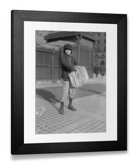 Framed Print : Portrait of Newsboy (10-12 years) Selling Papers on Park Row, New York City, New York State, USA. January 01, 1916 Framed Print : Portrait of Newsboy (10-12 years) Selling Papers on Park Row, New York City, New York State, USA. January 01, 1916