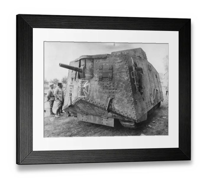 Framed Print : Captured German A7V Tank During WWI Framed Print : Captured German A7V Tank During WWI