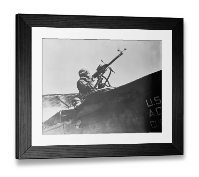 Framed Print : American Soldier Aiming Military Aircraft Gun Framed Print : American Soldier Aiming Military Aircraft Gun