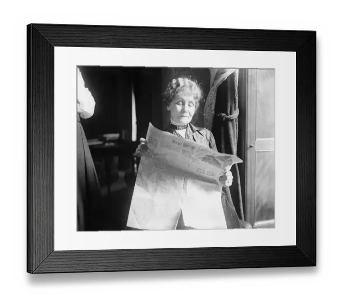 Framed Print : Emmeline Pankhurst Reading the New York American