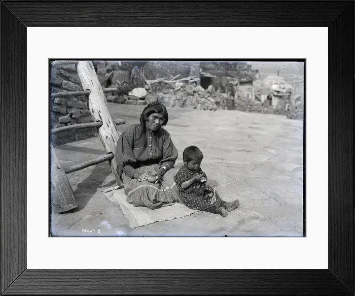 Framed Print : Pueblo Indian And Her Child
