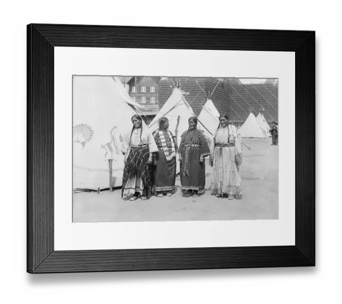 Framed Print : Native American Wives Posing Outside Tents Framed Print : Native American Wives Posing Outside Tents