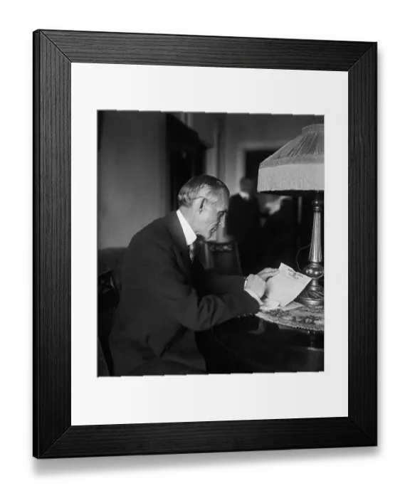 Framed Print : Henry Ford Reading Telegram Framed Print : Henry Ford Reading Telegram