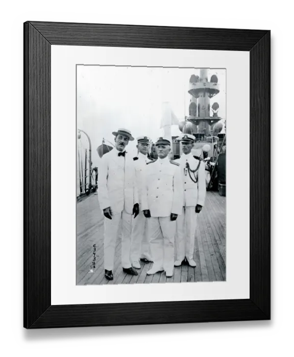 Framed Print : Admiral Caperton poses with a group of officers aboard the flagship Washington